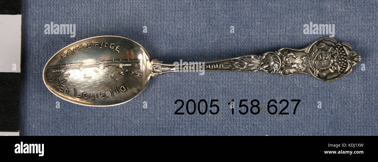 Silver Teaspoon with Image of Eads Bridge Stock Photo Alamy