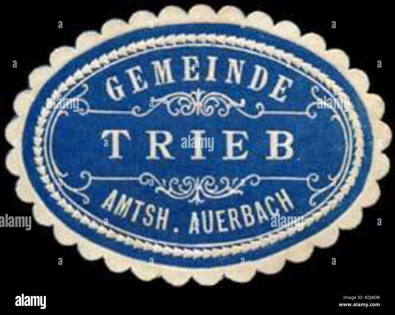 Seal from the Gemeinde Trieb, part of the Amtshauptmannschaft Auerbach, representing local governance in the Auerbach district of Germany. Stock Photo