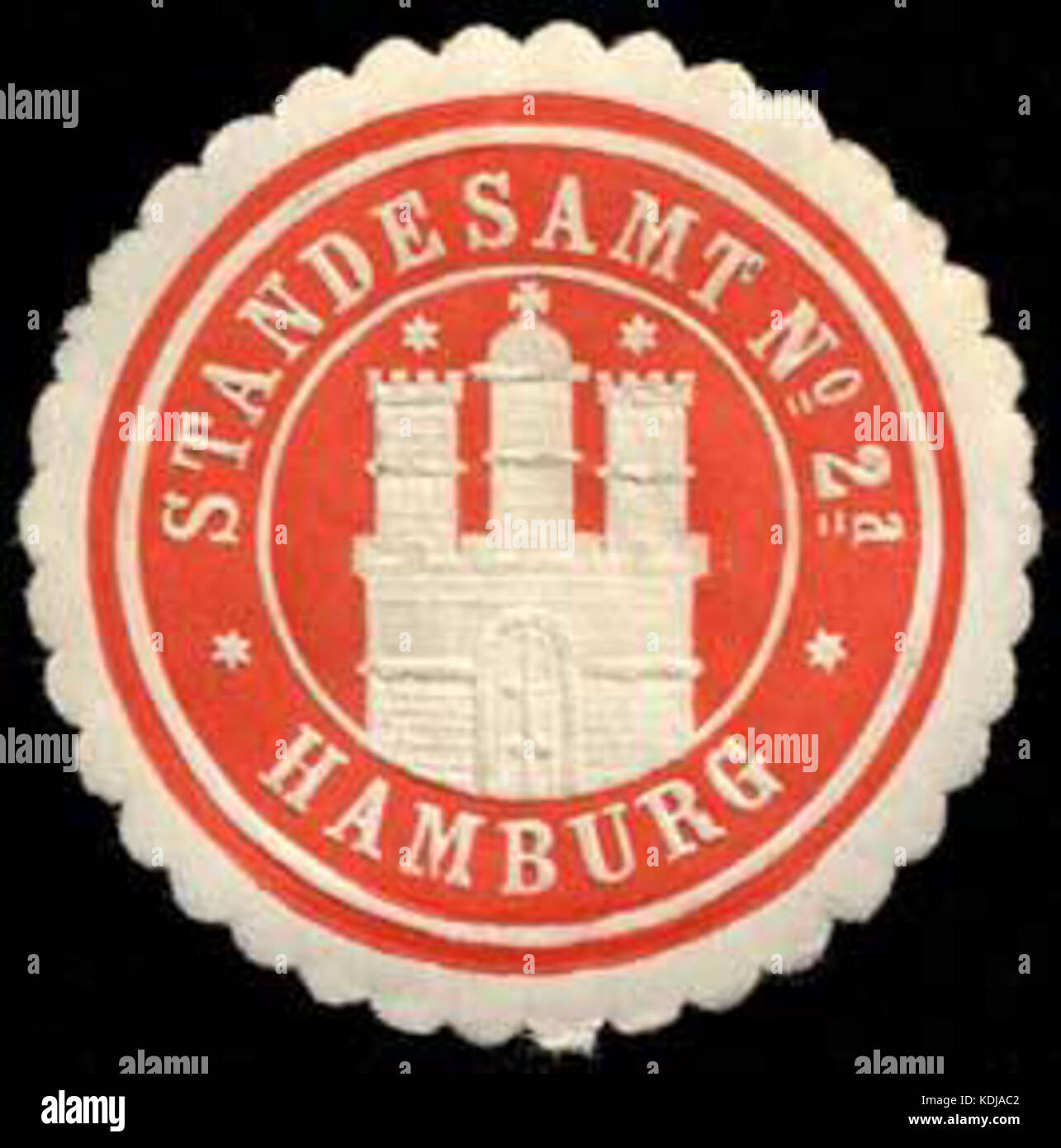 This stamp represents the Siegelmarke of Standesamt No. 2a, an official registry office seal used in the German Empire for civil documentation purposes. Stock Photo