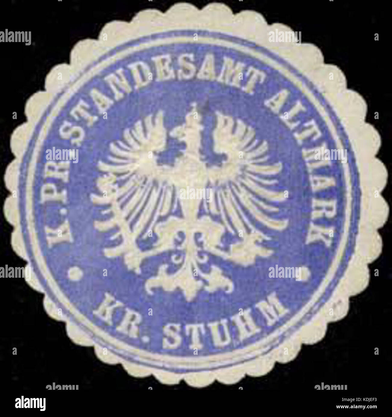 Siegelmarke K.Pr. Standesamt Altmark Kreis Stuhm W0331800 Stock Photo