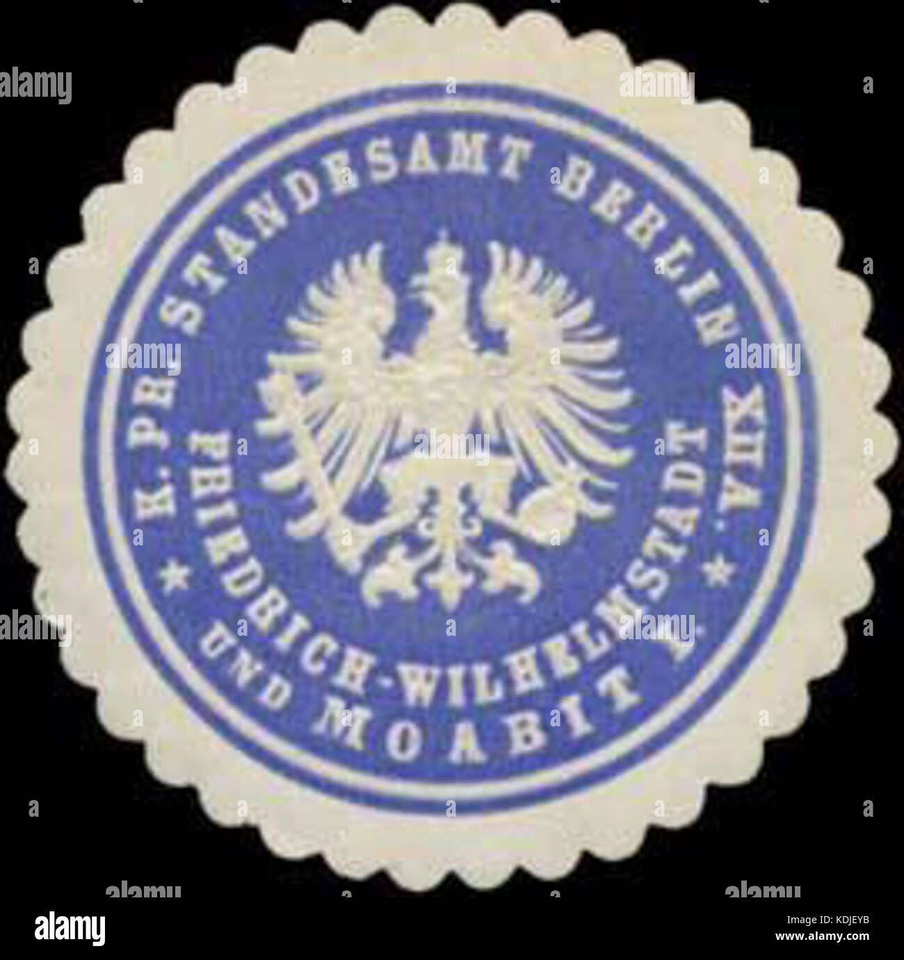 Siegelmarke K.Pr. Standesamt Berlin XIIA Friedrich Wilhelmstadt und Moabit W0342839 Stock Photo