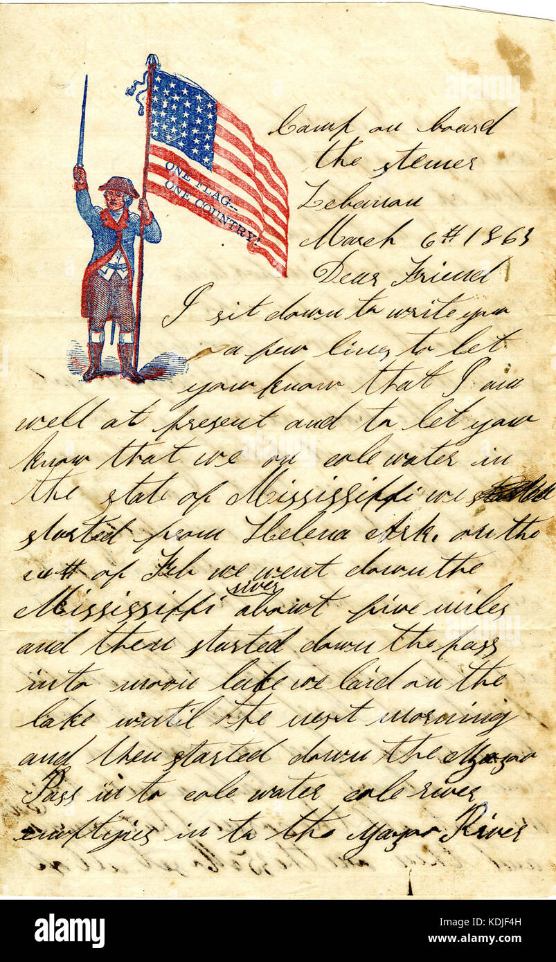 Letter signed David T. Massey, camp on board the steamer Lebanon, to