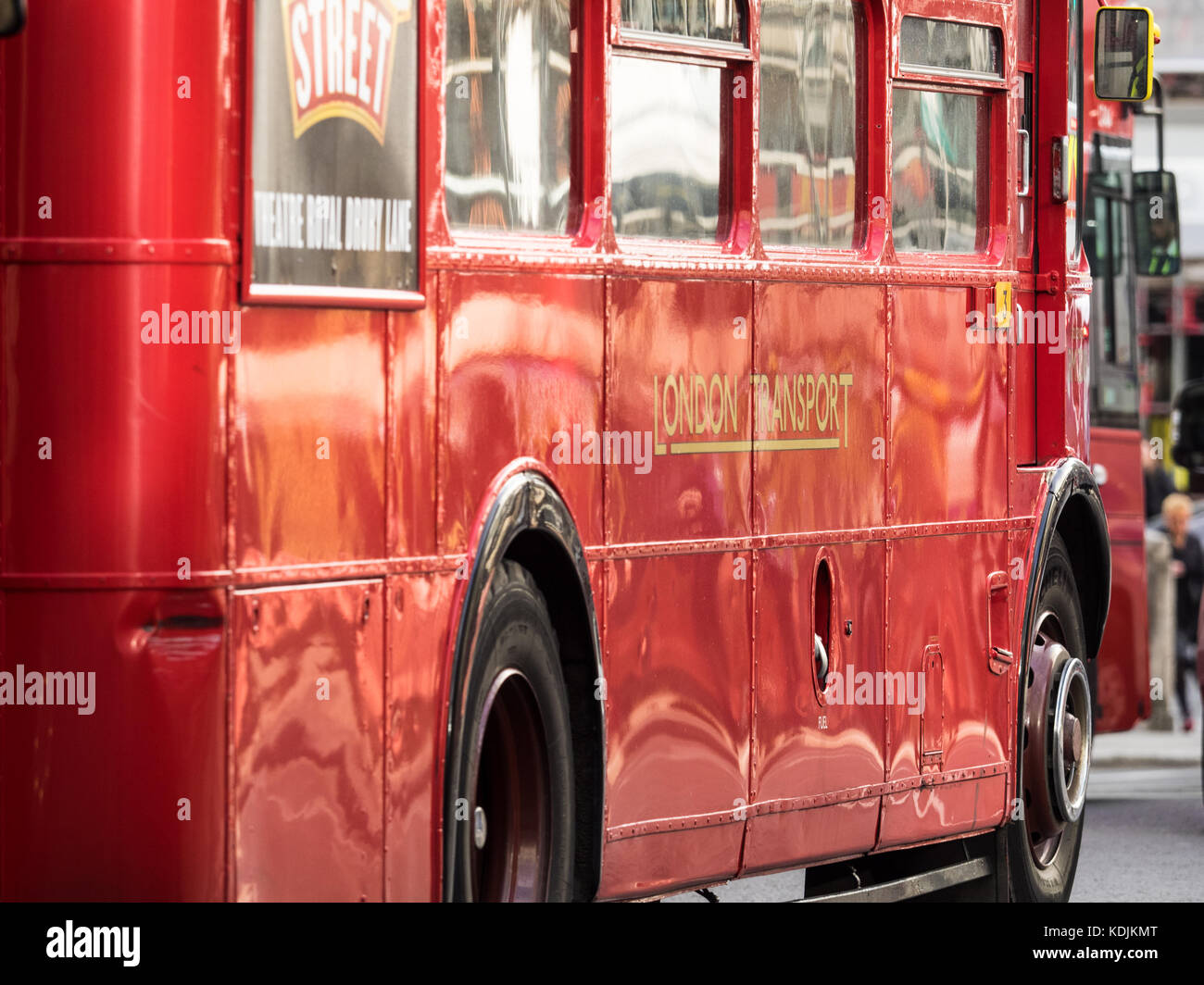 London Classic Routemaster Bus - a classic London routemaster bus still in use on the no 15 bus route past St Paul's Cathedral Stock Photo