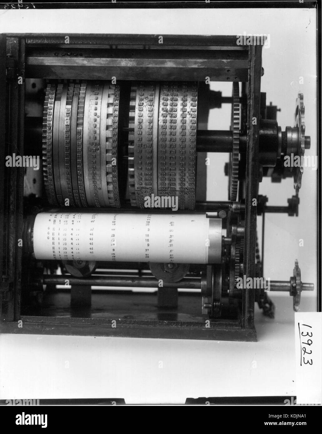 This image from 1915 provides a detailed view of a mechanical machine ...