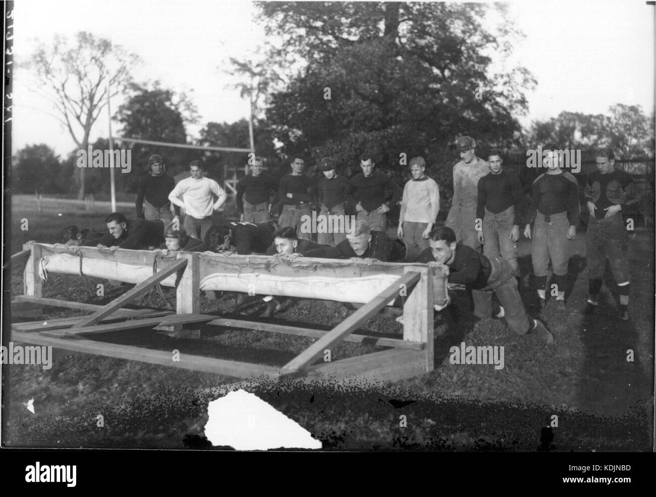 Miami University Football Players Practicing On Blocking Machine 1922 