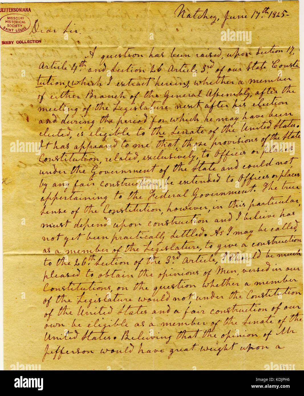 Thomas B Reed This letter, signed by Thomas B. Reed, was written on June 17, 1825 ...