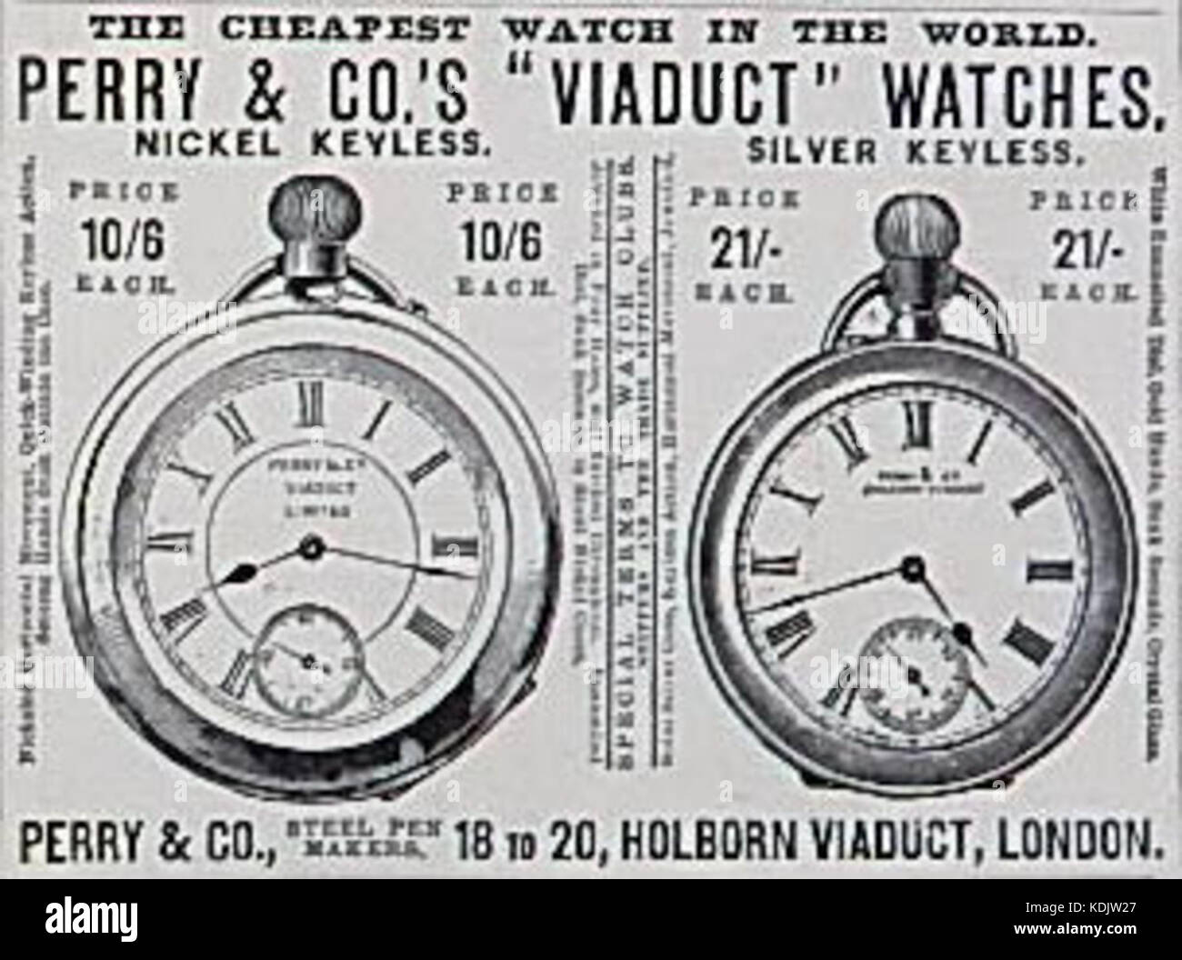 Perry co ad watch 1887 Stock Photo - Alamy