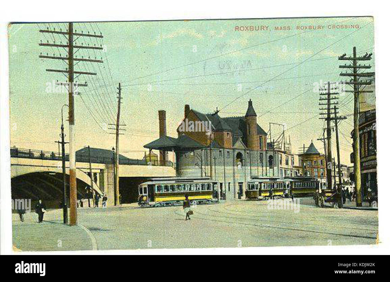 Roxbury Crossing 1909 postcard Stock Photo Alamy