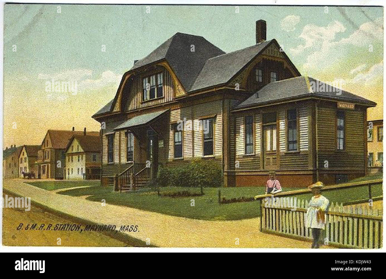 Maynard station postcard Stock Photo Alamy