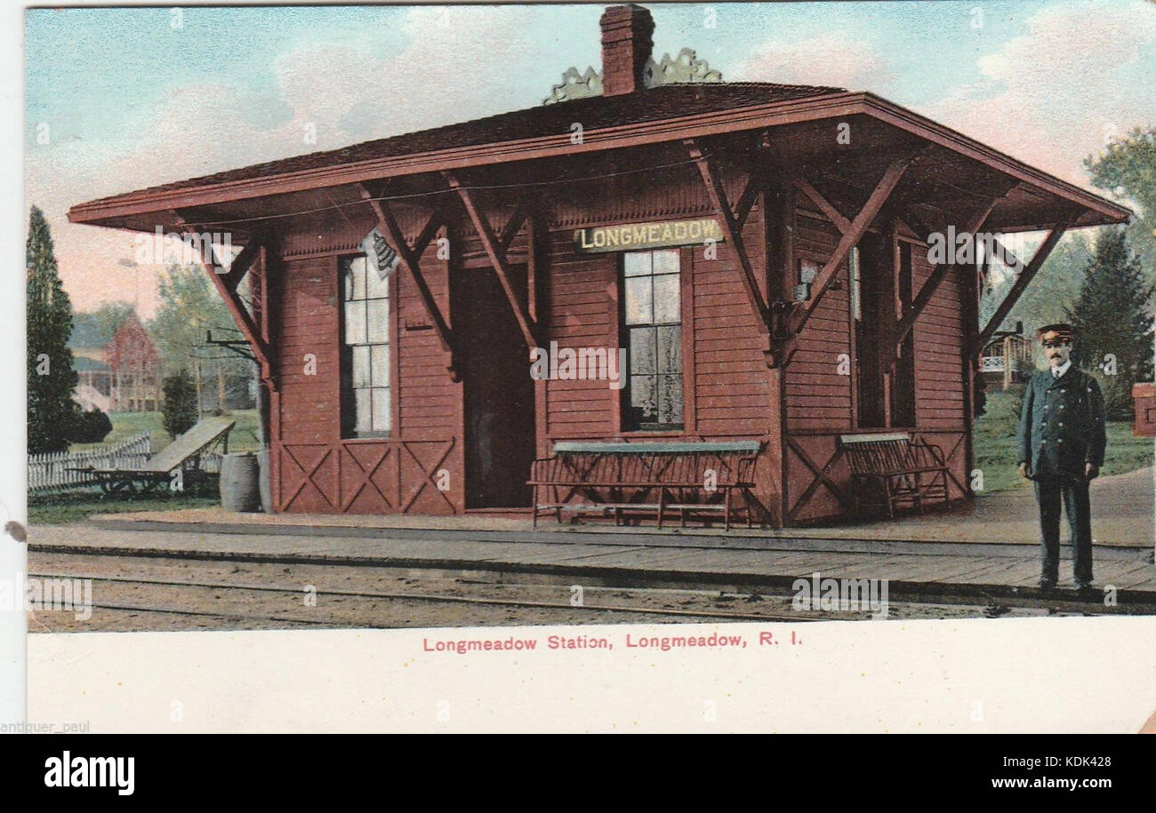 Longmeadow station postcard Stock Photo Alamy