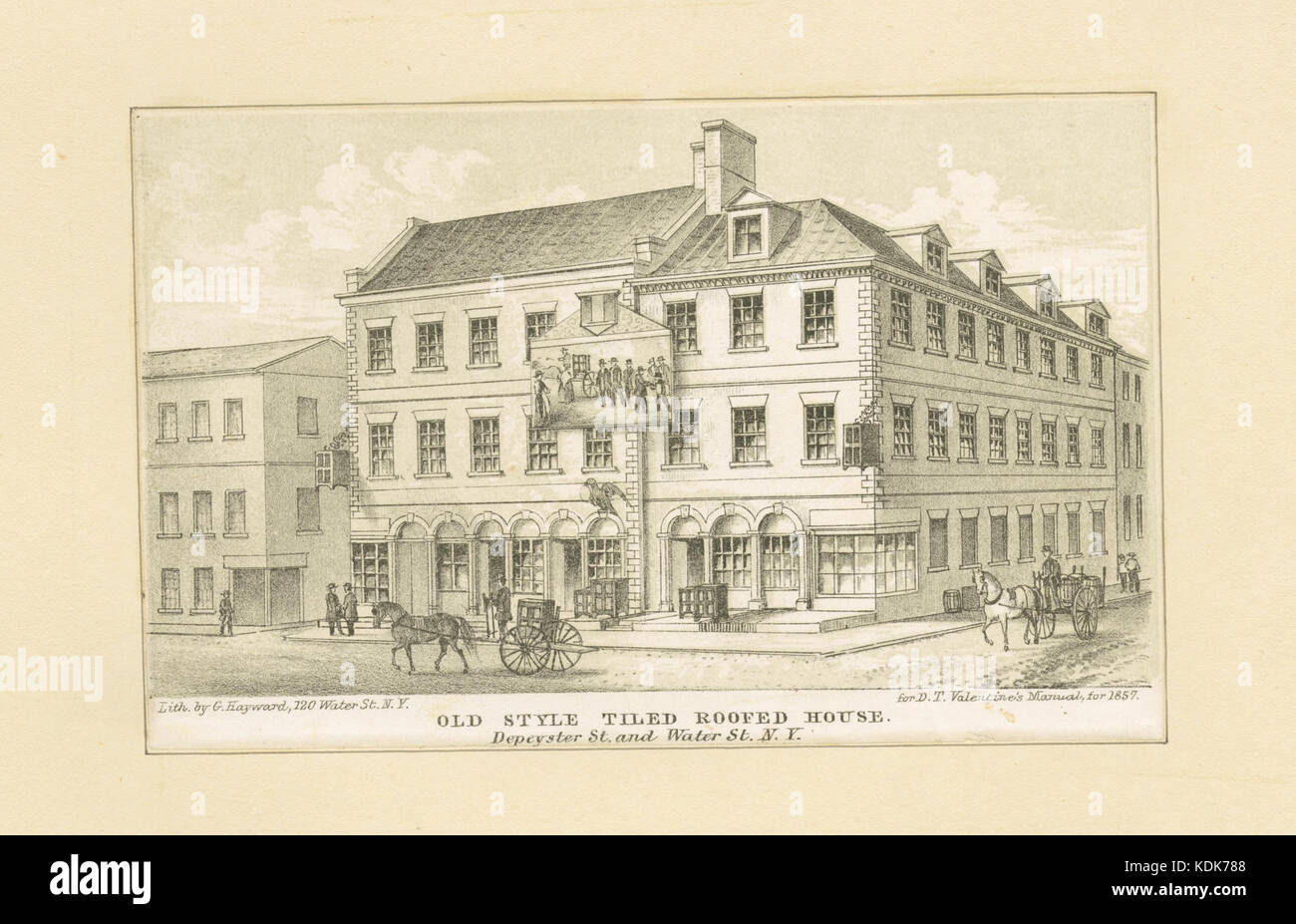 Old style tiled roofed house Depeyster St. and Water St. N.Y (NYPL