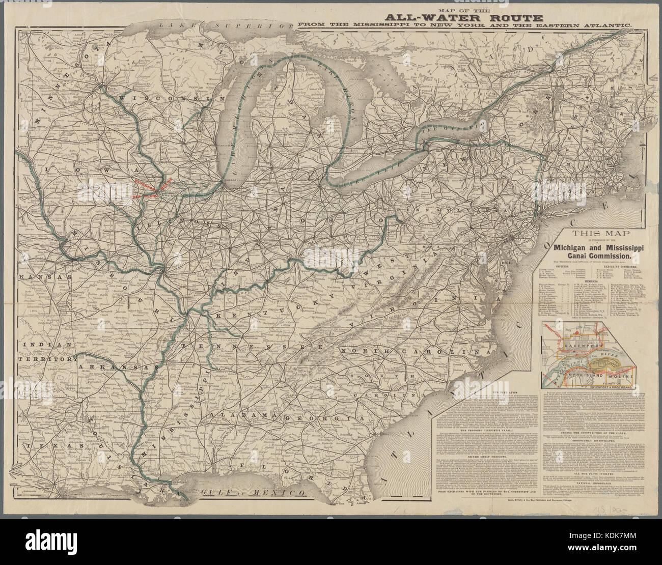Map of the all water route from the Mississippi to New York and the