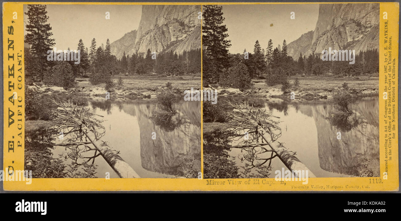Mirror view of El Capitan, Yosemite Valley, Mariposa County, Cal (NYPL b11707314 1529684) Stock Photo