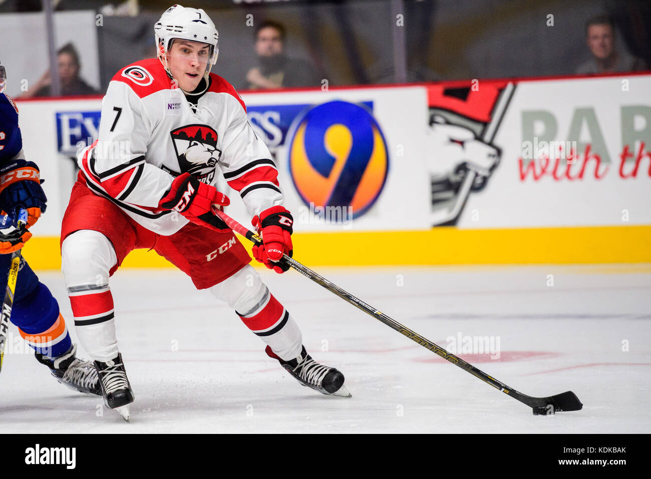 Charlotte center Aleksi Saarela (7) during the AHL hockey game between