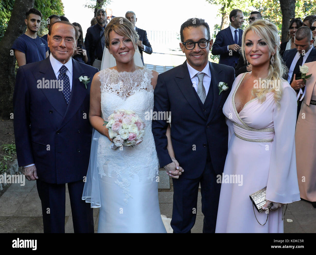 Silvio Berlusconi and Francesca Pascale in Ravello, at the wedding of her sister Marianna Pascale 13/10/2017, Ravello, Italy Stock Photo