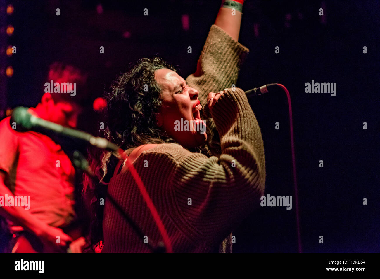 Edinburgh, UK. 13th Oct, 2017.  Downtown Boys play at Sneaky Pete's, Edinburgh, Scotland on Fri 14 October 2017. Credit: Andy Catlin/Alamy Live News Stock Photo