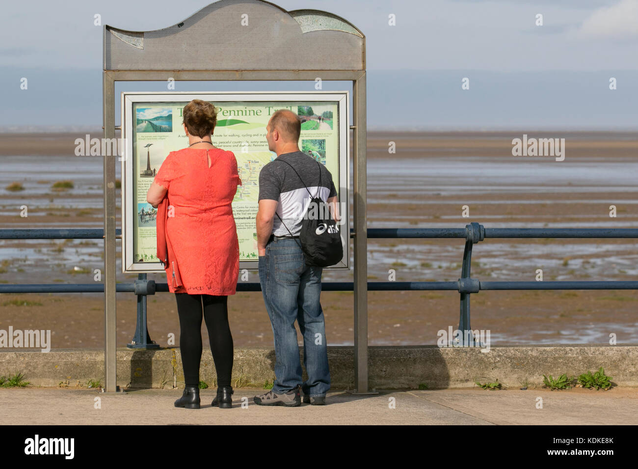 Attractions, maps & routes sign in Southport, Merseyside. UK  Weather.  October, 2017. 19C Sunny & blustery day on the seafront as the promised warm southerly winds arrive to bathe the resort. The remains of a tropical hurricane send thermometers soaring this weekend after an unseasonably balmy few days. In the UK, as we have absorbed the phrase 'Indian Summer' for a late burst of warmth in a settled autumnal spell. The phrase wasn’t used widely until the 1950s. Stock Photo