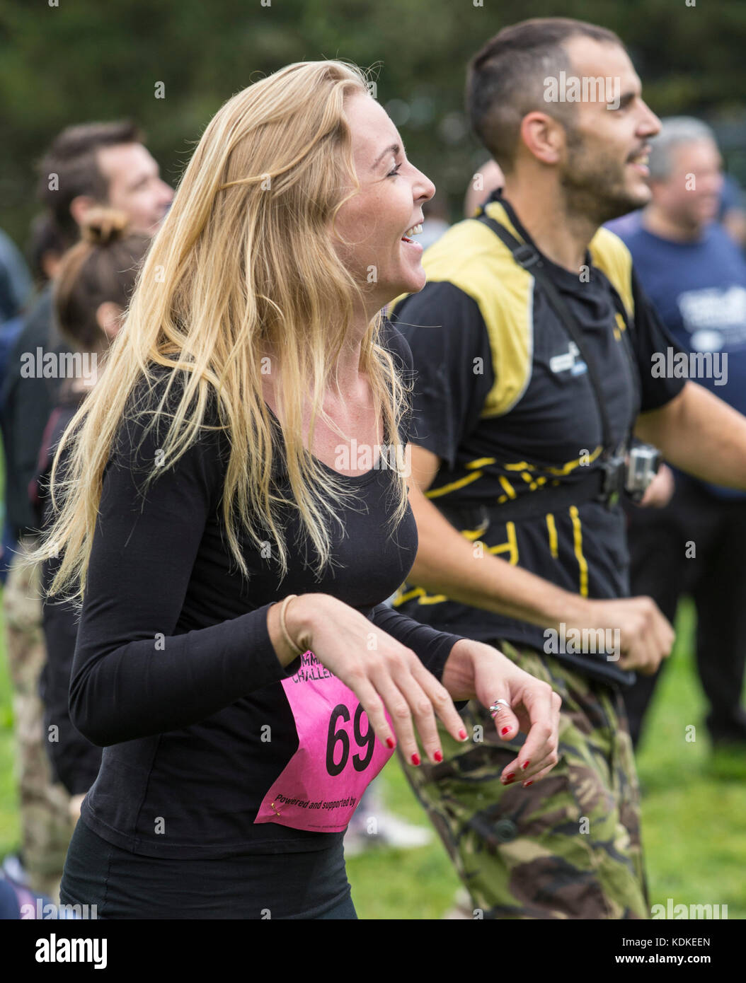 East Budleigh, Devon, 14th Oct 17 Participants at the warm up. The ...