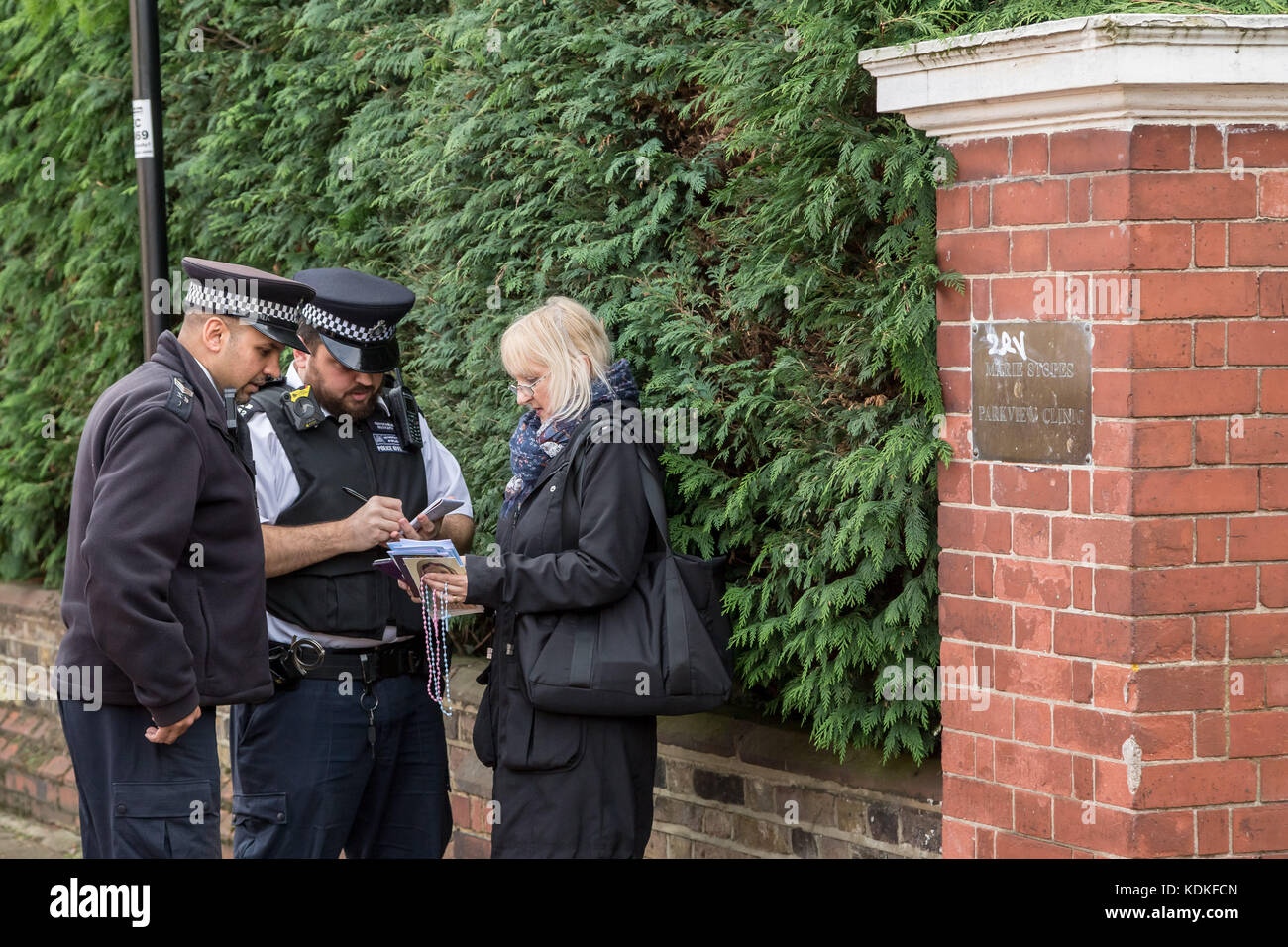 Ealing, west London, UK. 14th Oct, 2017. Christian anti-abortion protesters continue their vigils near Marie Stopes clinic in Ealing. Credit: Guy Corbishley/Alamy Live News Stock Photo