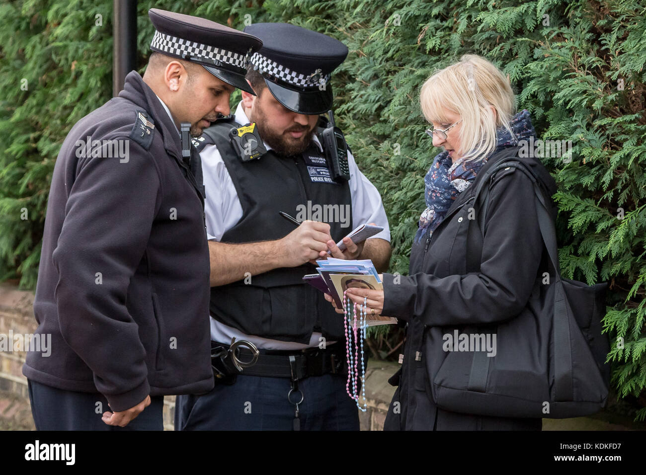 Ealing, west London, UK. 14th Oct, 2017. Christian anti-abortion protesters continue their vigils near Marie Stopes clinic in Ealing. Credit: Guy Corbishley/Alamy Live News Stock Photo