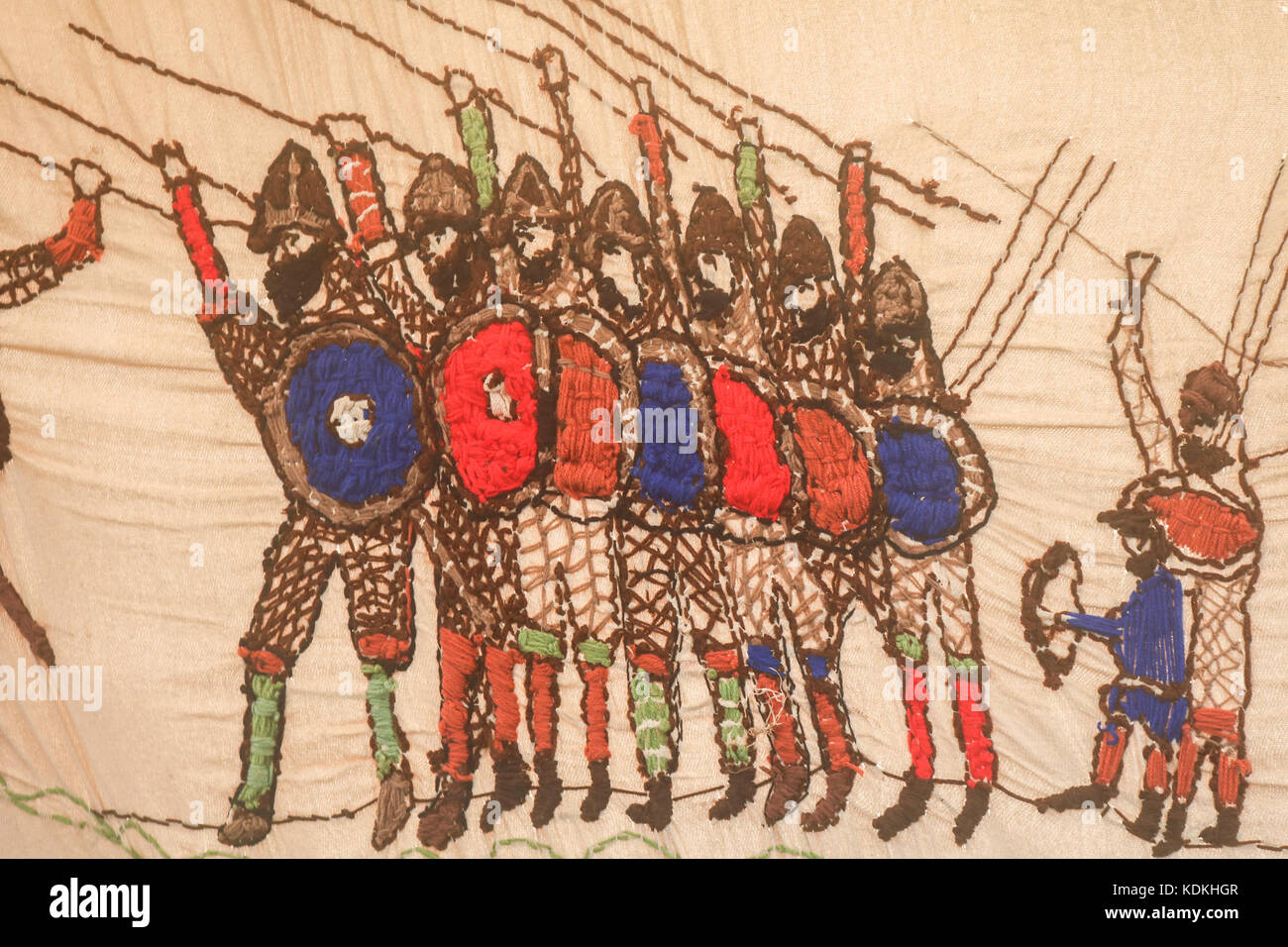 Hastings, UK. 14th October, 2017. Hastings, East Sussex, UK. 14th Oct, 2017. A replica Bayeux