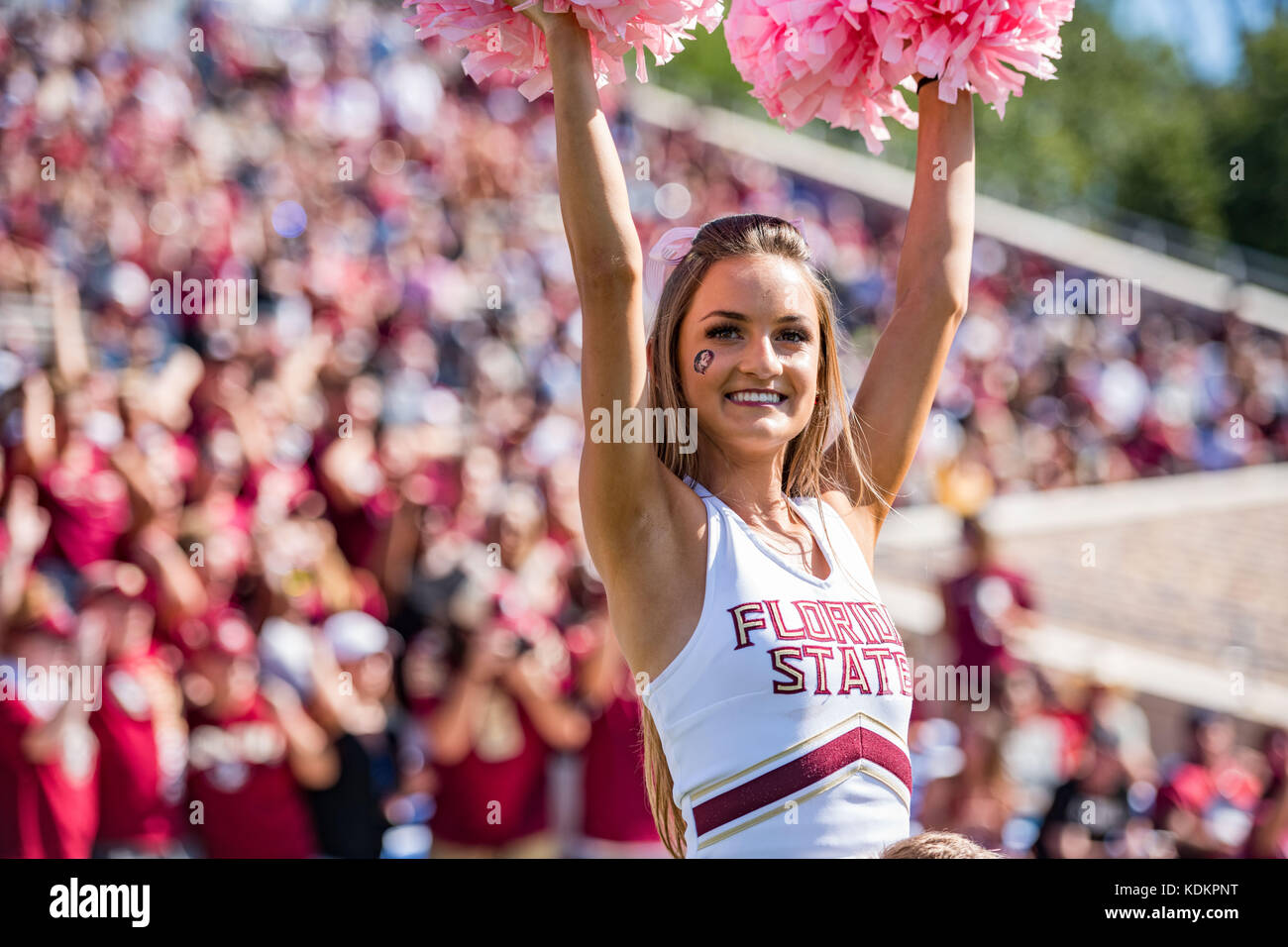 A Florida State Cheerleader During The NCAA College Football Game ...