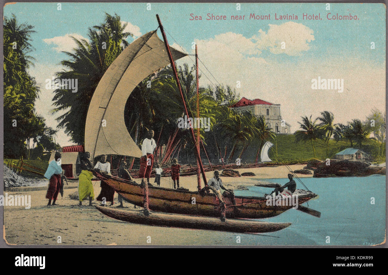 Sea shore near Mount Lavinia Hotel, Colombo (NYPL Hades 2359903 4044668) Stock Photo