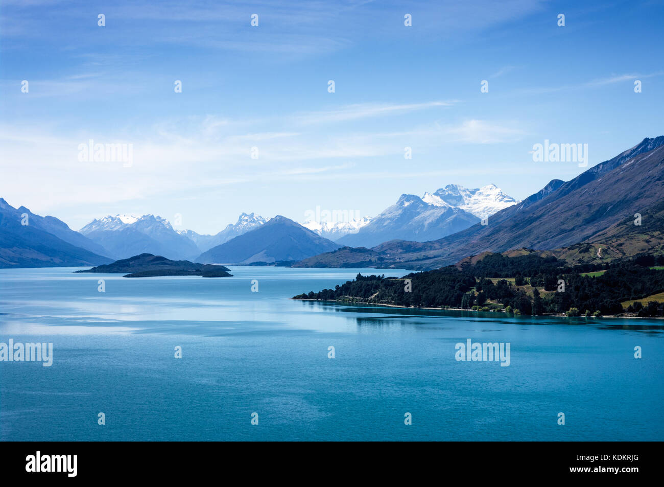Glenorchy, Otago • New Zealand   A nice view over the shore of Lake Wakatipu close to Glenorchy on the South Island Stock Photo