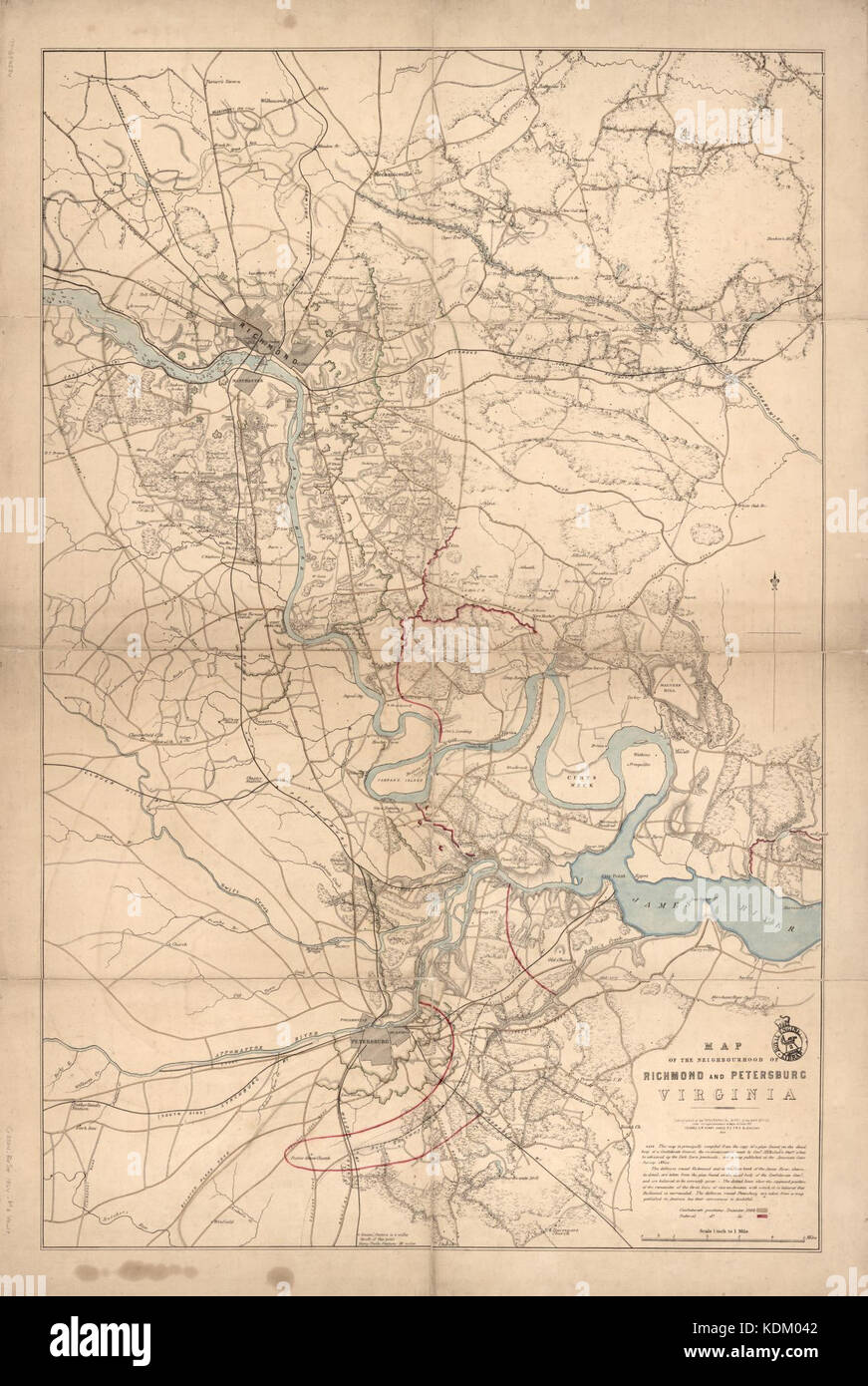 Map of the neighbourhood of Richmond and Petersburg, Virginia Stock