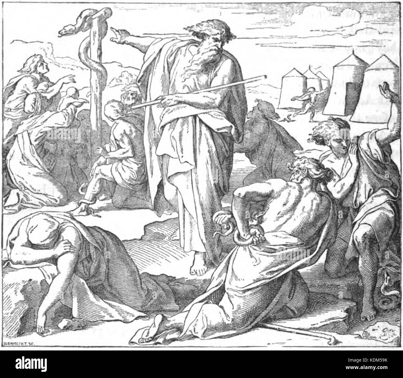 Moses lifts up the serpent of brass Stock Photo Alamy