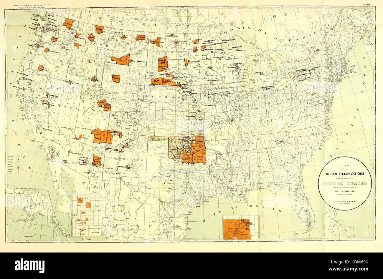 Map showing Indian reservations within the limits of the United States