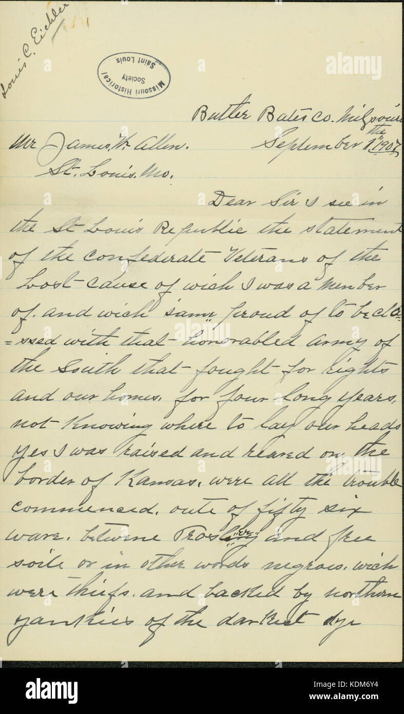 James Allen Letter This letter, dated September 1, 1907, written by Lewis C. Eichler from ...