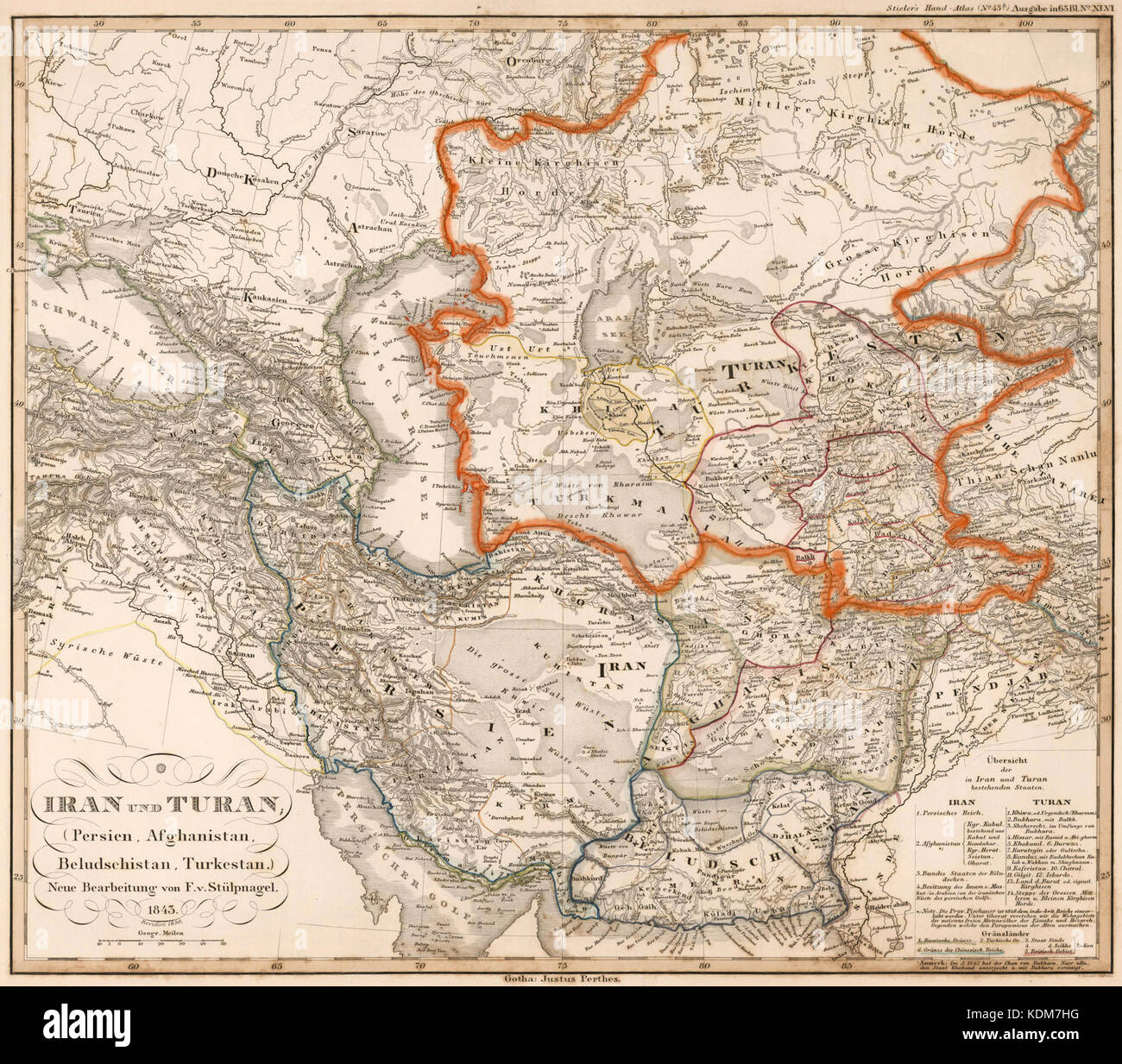 Iran Turan map 1843 Stock Photo - Alamy