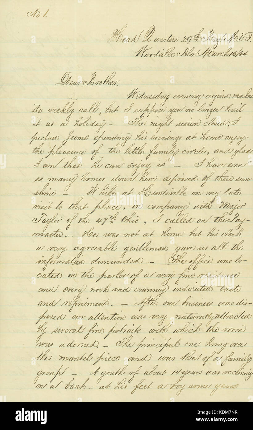 James Allen Letter Letter signed David Allan, Jr., Head Quarters 29th Regt. M.V.I ...