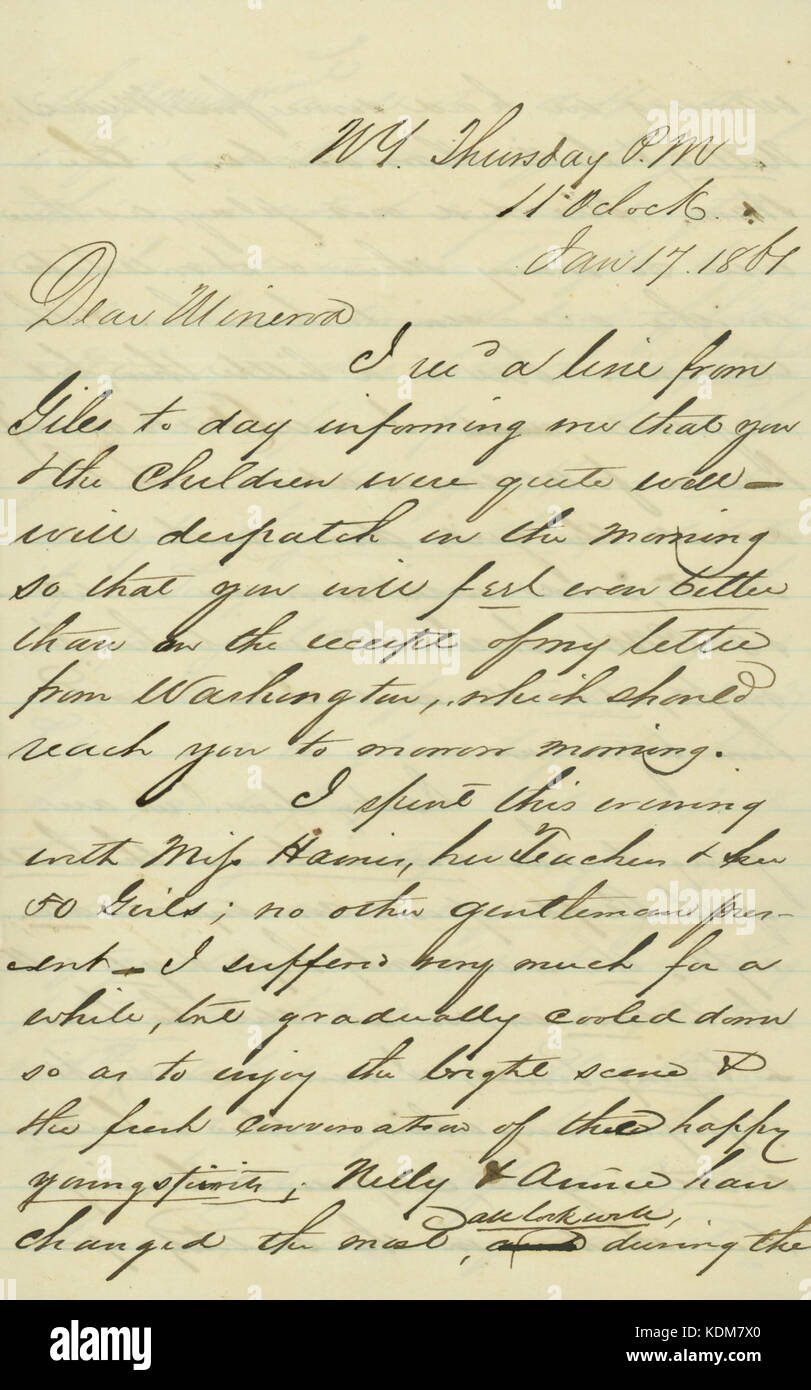 Letter signed Henry T. Blow, N.Y., to Minerva (Minerva Blow), January 11, 1861 Stock Photo