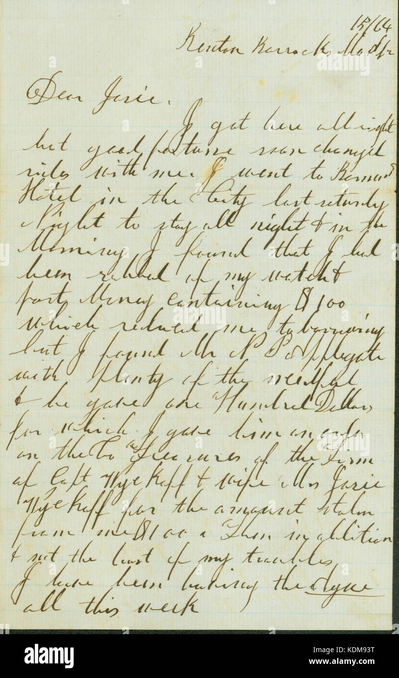 Letter from Benton Barracks, Missouri to Josephine, April 15