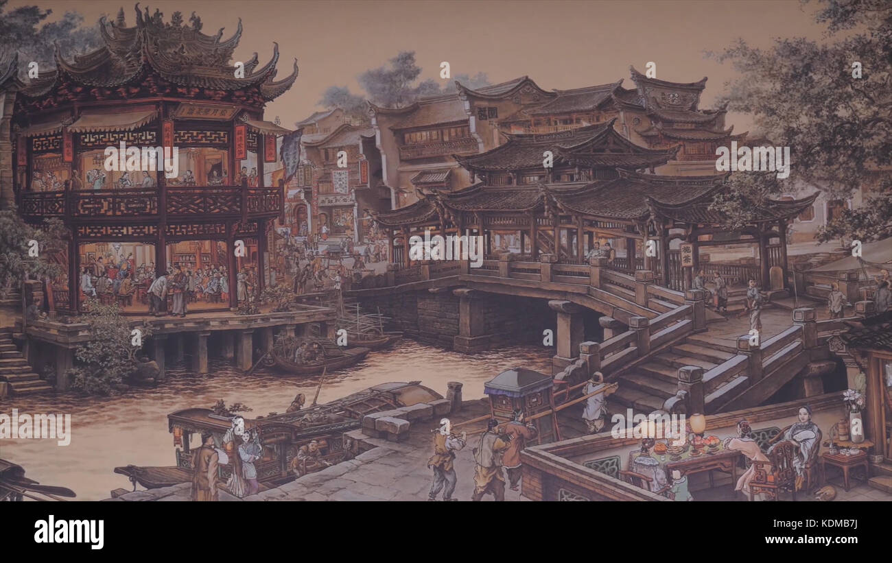 Ancient Chinese village. Picture of Ancient China. China Ancient Architecture In Bamboo Forest