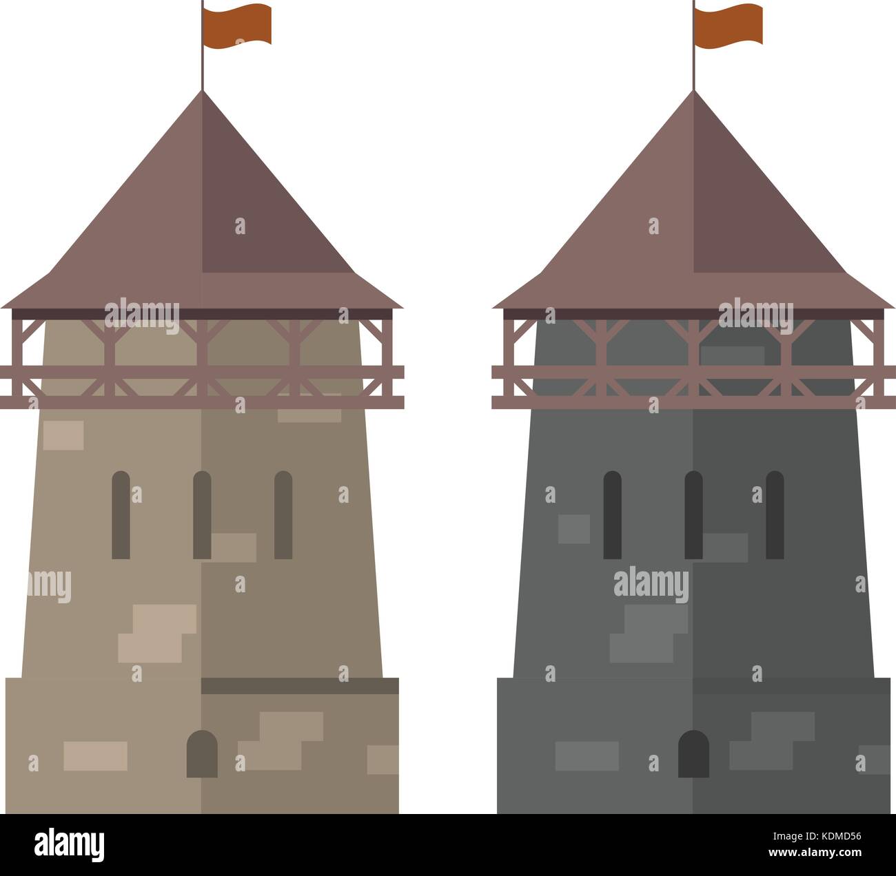 Medieval tower of fortified wall - stronghold Stock Vector
