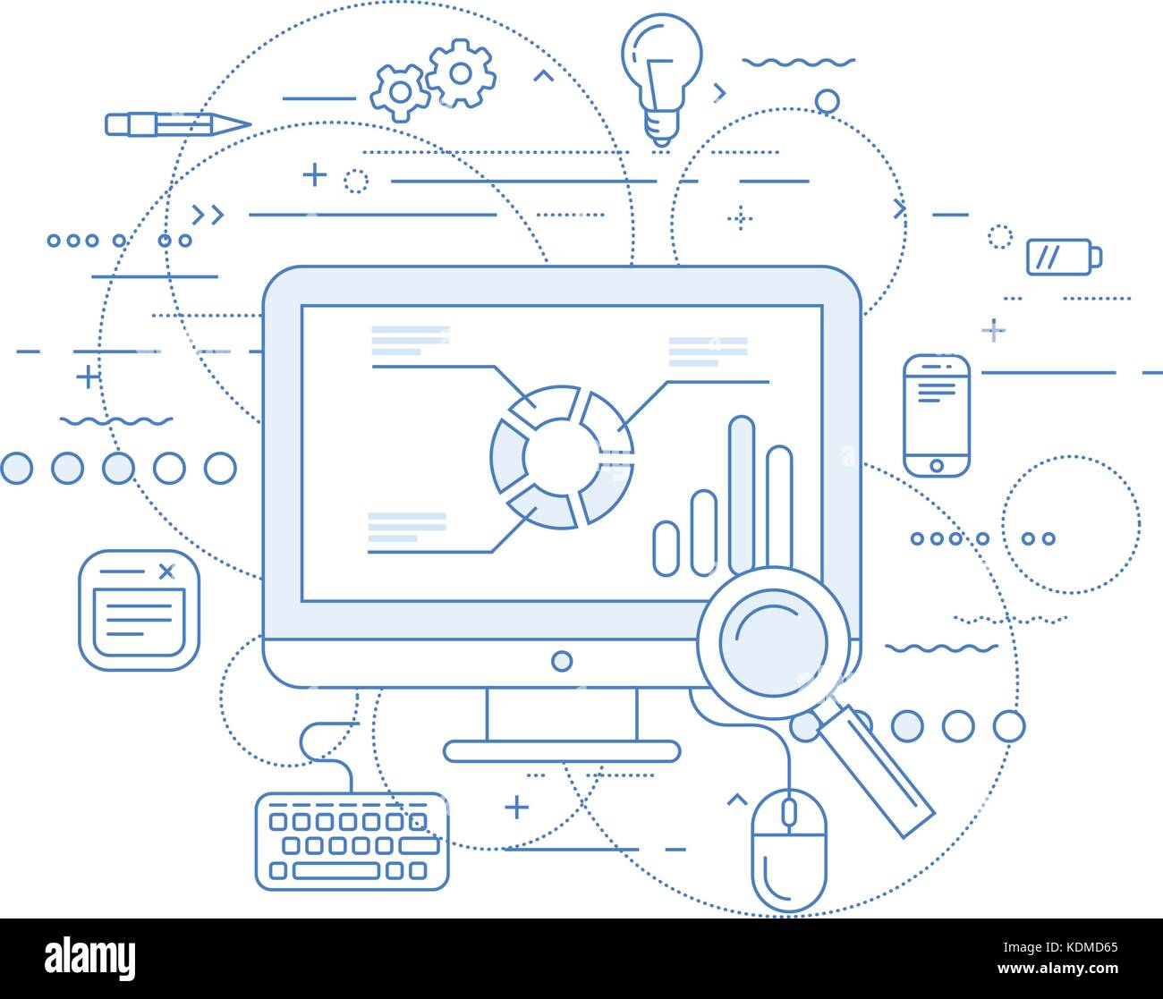 Web analytics and data flow abstract design Stock Vector