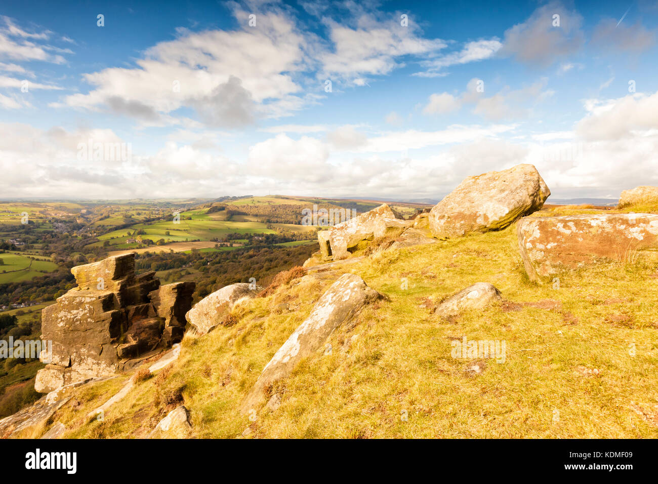 Scenic views from Curbar Edge,Peak District National Park, Derbyshire,England Stock Photo