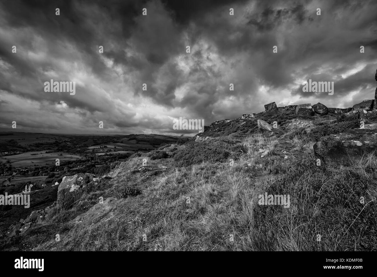 Scenic views from Curbar Edge,Peak District National Park, Derbyshire,England Stock Photo