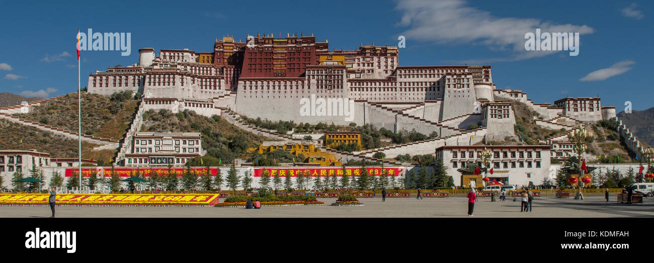 Potala Palace from the Square Panorama, Lhasa, Tibet, China Stock Photo ...