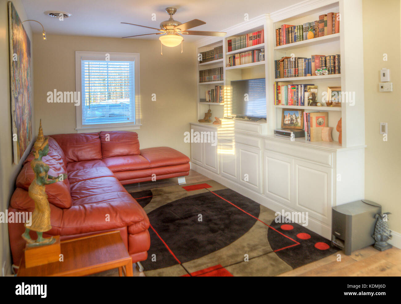 Upscale home library and sitting room. Stock Photo