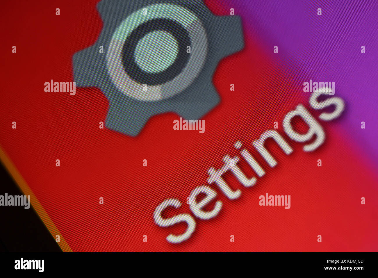 Smartphone settings icon close-up Stock Photo
