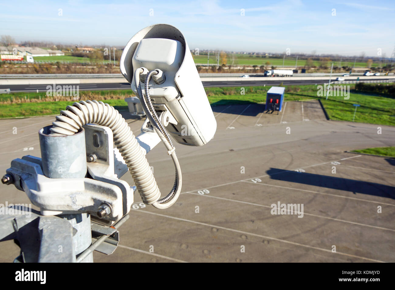 Security camera, CCTV in car park building Stock Photo Alamy