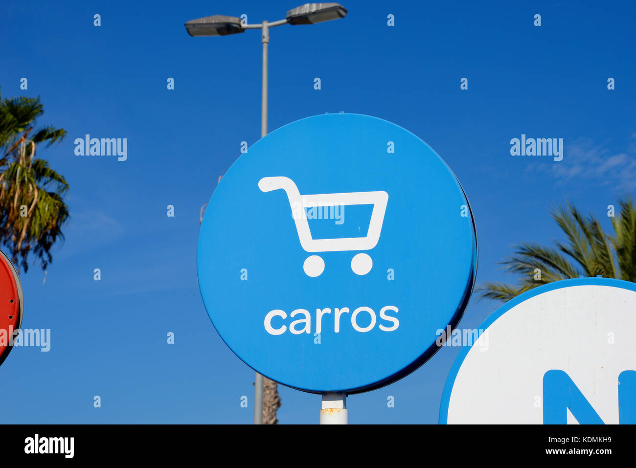 Carros shopping trolley sign in a Spanish supermarket Spain. Space for