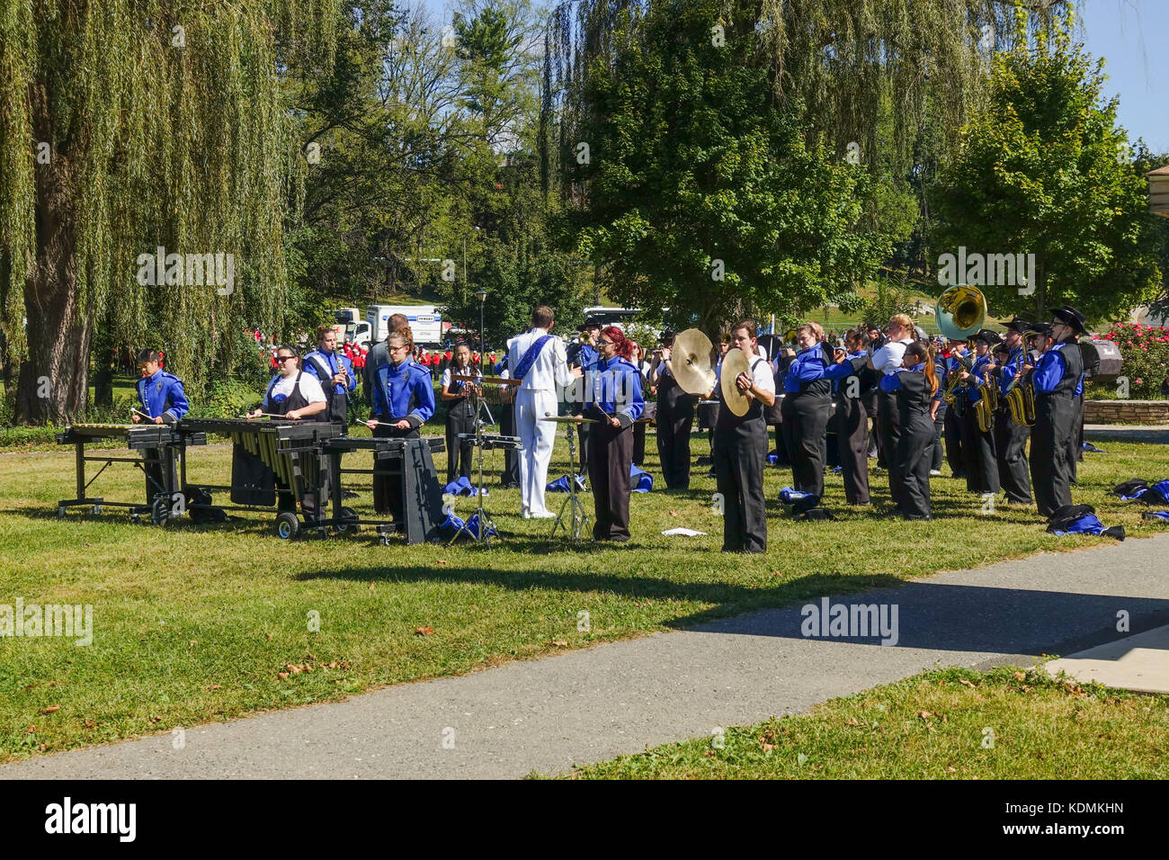 Marching bands, practising for competition at Muhlerberg college