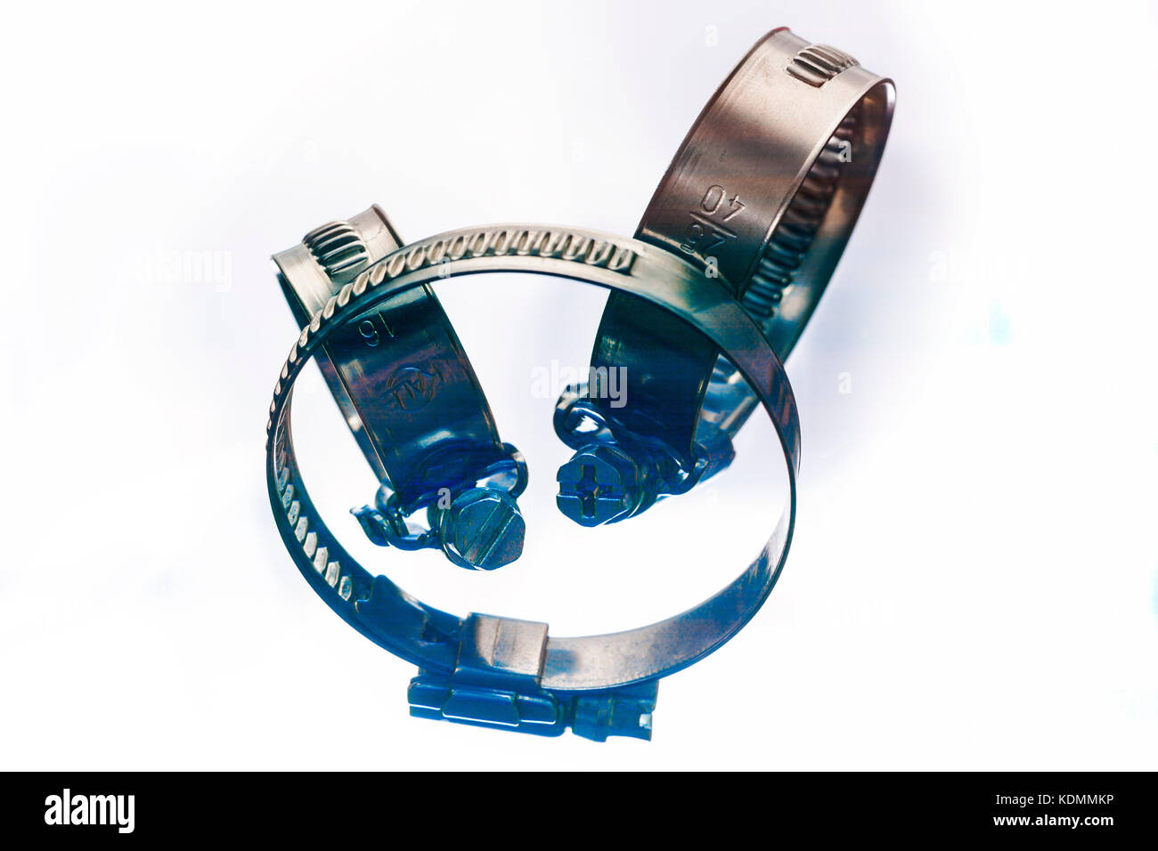 Arrangement of hose clips, Jubilee clips, varying sizes Stock Photo Alamy