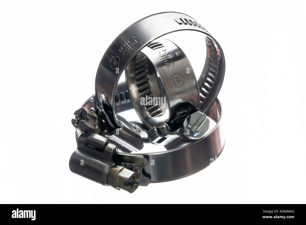 Arrangement of hose clips, Jubilee clips, varying sizes Stock Photo Alamy