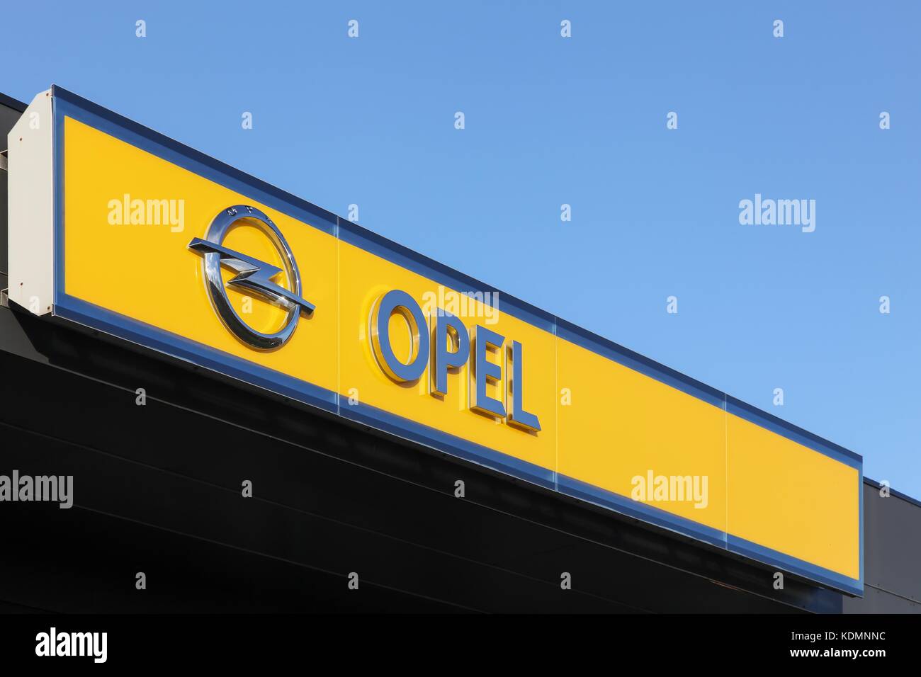 Odder, Denmark - November 26, 2015: Opel is a german automobile manufacturer headquartered in Russelsheim, Germany Stock Photo